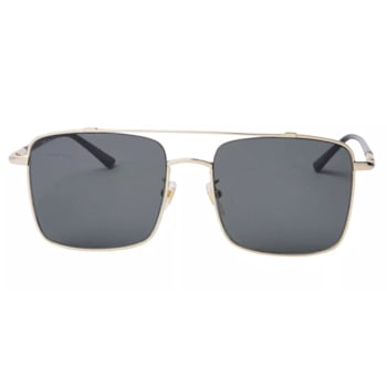 Gucci Gold Tone and Black Frame / Gray Lens Square Sunglasses