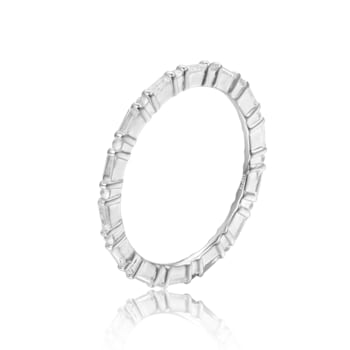 Dainty Baguette and Round White Topaz Sterling Silver Stackable Band
Ring, 0.46ctw