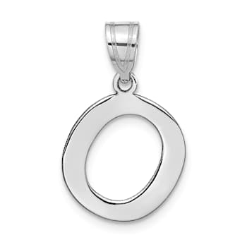 Rhodium Over 14k White Gold Polished Bubble Letter O Initial Pendant