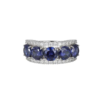 Blue And White Cubic Zirconia Platinum Over Sterling Silver Ring 7.75ctw