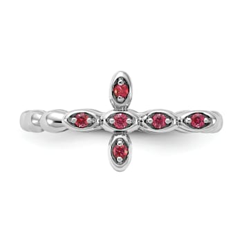 Rhodium Over Sterling Silver Stackable Expressions Cross Lab Created
Ruby Ring 0.14ctw