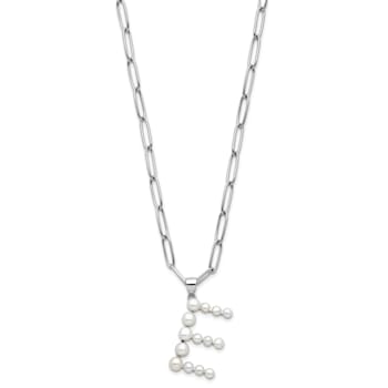 Rhodium Over Sterling Silver 3-5.5mm Freshwater Cultured Pearl LETTER E
18-inch Necklace