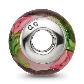 Sterling Silver Kids Pink Hand-blown Glass Bead