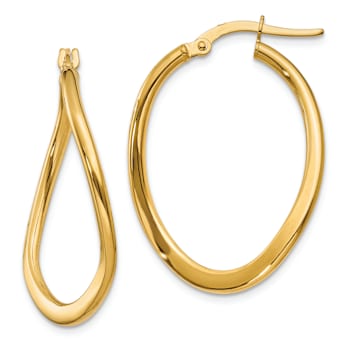 14k Yellow Gold 3/4" Polished Tapered Twist Hoop Earrings