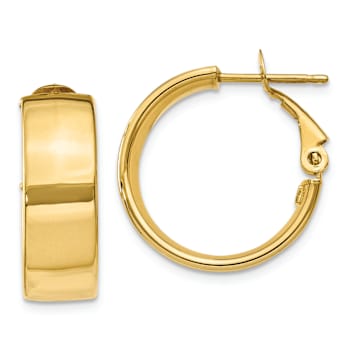 14k Yellow Gold Polished 3/4" Hoop Earrings