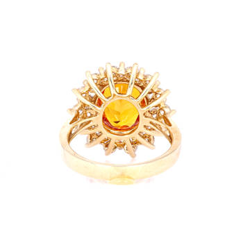 4.85 Ctw Yellow Sapphire and 1.70 Ctw Diamond Ring in 14K YG