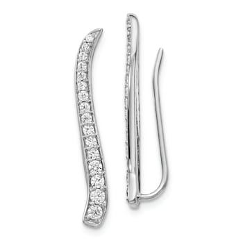Rhodium Over 14K White Gold Lab Grown Diamond Ear Climber Earrings