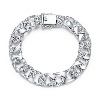 Interwoven CZ Pave Statement Bracelet In Sterling Silver