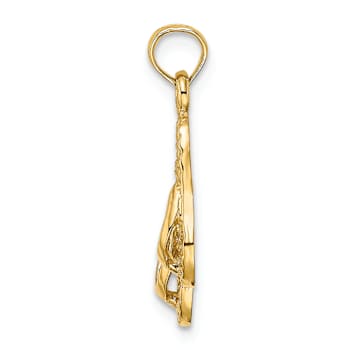 14k Yellow Gold 3D Textured Reversible Key West Double Flip-flop Charm