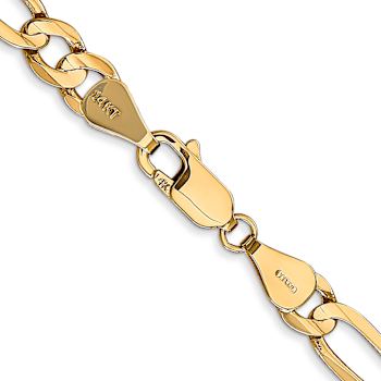 14k Yellow Gold 5.5mm Solid Concave Open Figaro 26 Inch Chain