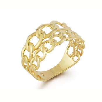 Sterling Statements 14K Yellow Gold Over Sterling Silver Stacked Curb Ring