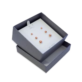 3-Pack 14k Rose Gold Ball Stud Earrings - 3mm, 4mm, and 5mm Sizes