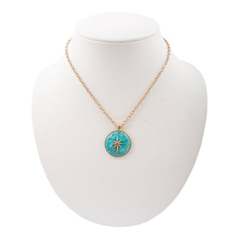 Barse Turquoise Celestial Star Pendant Necklace In Bronze