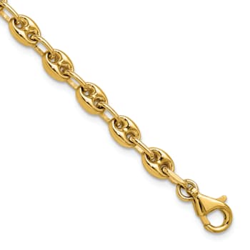 14K Yellow Gold 5mm Anchor Link 7.5 Inch Bracelet