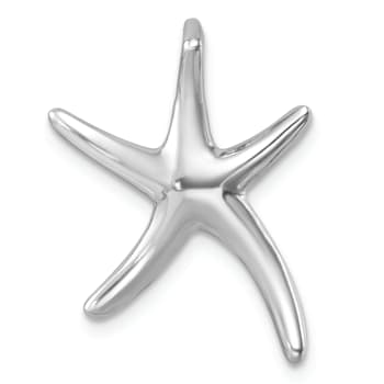 Rhodium Over Sterling Silver Polished Starfish Chain Slide Pendant