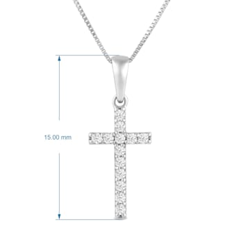 White Cubic Zirconia 14k White Gold Cross Pendant With Chain 0.30ctw