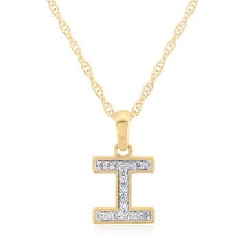 White Diamond Accent 10k Yellow Gold I Initial Pendant With 18” Rope Chain