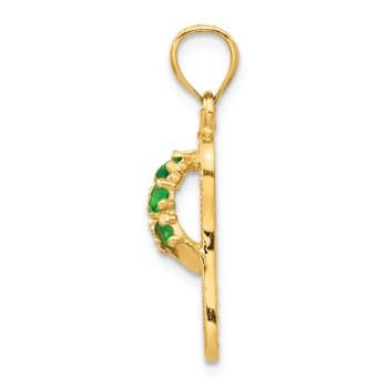 14k Yellow Gold Textured 3D May Cubic Zirconia Birthstone Flip Flop Pendant
