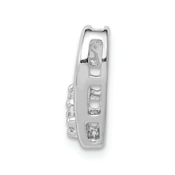 Rhodium Over 14k White Gold Diamond Heart Chain Slide Pendant