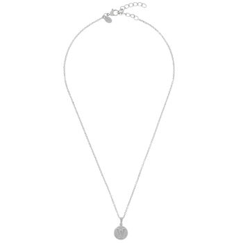 Initial W Charm Pendant Necklace In Silver-Tone