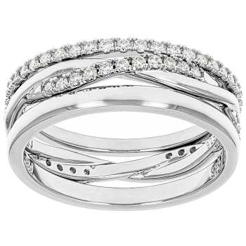 Moissanite Stackable Set Of 3 Rings In Sterling Silver