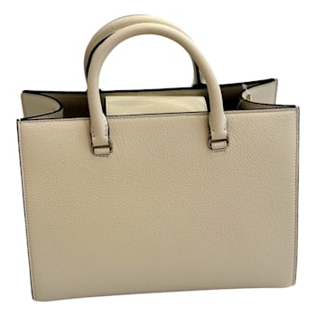 Jimmy Choo Book Medium Tote Crossbody Bag Embossed Ivory Grain Leather