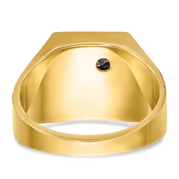 10K Yellow Gold Men's Lab Created Sapphire and Diamond Lodge Masonic Ring