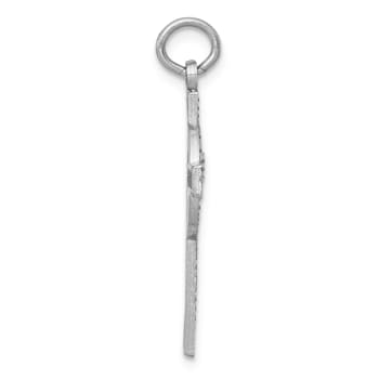 Rhodium Over 14K White Gold Celtic Cross Charm