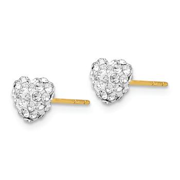 14k Yellow Gold 6mm Crystal Heart Stud Earrings