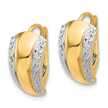14k Yellow Gold and Rhodium Over 14k Yellow Gold Polished and
Diamond-cut Dangle Earrings