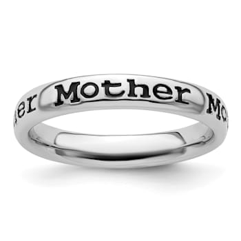 Sterling Silver Stackable Expressions Polished Enameled Mother Ring