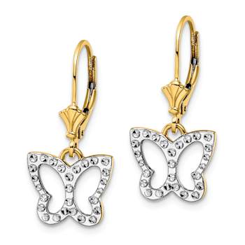 14K Yellow Gold and Rhodium Over 14K Yellow Gold Diamond-Cut Butterfly
Dangle Earrings