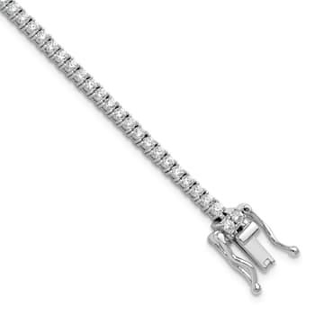Rhodium Over Sterling Silver Polished Cubic Zirconia Tennis Bracelet