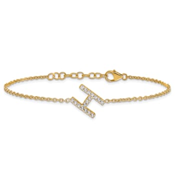 14k Yellow Gold Diamond Sideways Letter H Bracelet