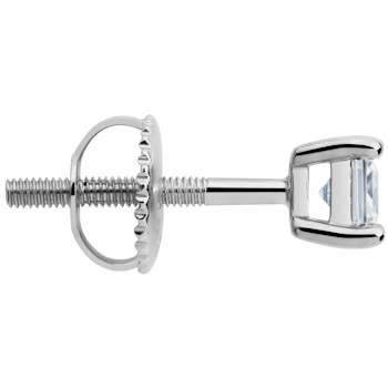 White Cubic Zirconia 14k White Gold Single Stud With Velvet Gift Box 0.30ctw