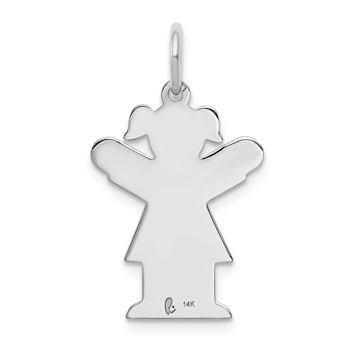 Rhodium Over 14k White Gold Satin Girl Love Charm