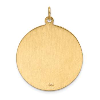14k Yellow Gold Solid Polished and Satin Large Round Saint Christopher
Medal Pendant