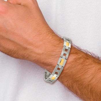 Titanium Brushed and Polished Yellow IP-Plated Bracelet