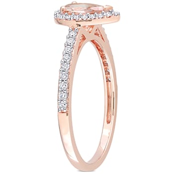Morganite and Diamond 10K Rose Gold Ring 0.99ctw