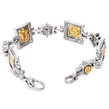 Two-tone Venetian Glass Bracelet In 18K Gold And Sterling Silver