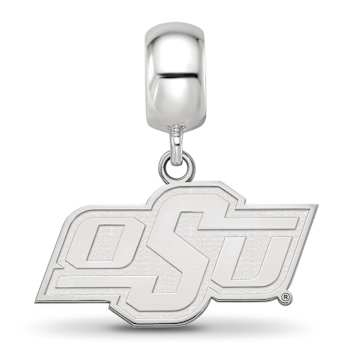 Sterling Silver Rhodium-plated LogoArt Oklahoma State University Small
Dangle Bead