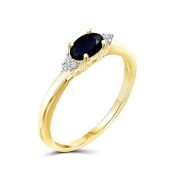 Black Sapphire 14K Gold Over Sterling Silver Ring 0.63ctw