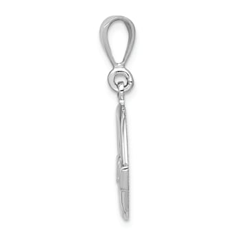 Rhodium Over 14k White Gold Textured Claddagh Charm
