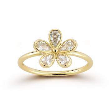 Rachel Zoe CZ Flower Ring in 14K Gold Over Sterling Silver