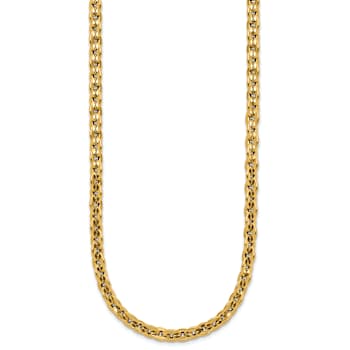 14K Yellow Gold Polished Fancy Round Link Necklace