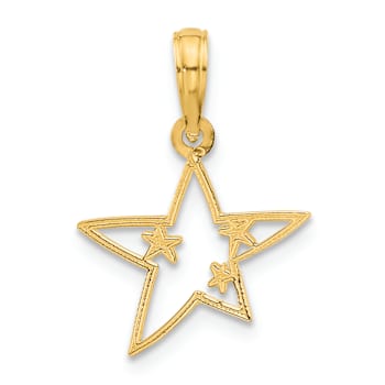 14k Yellow Gold Polished Stars Pendant