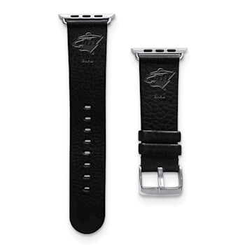 Gametime NHL Minnesota Wild Black Leather Apple Watch Band (42/44mm
M/L). Watch not included.