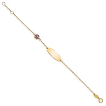 14k Yellow Gold Children's Enamel Flower ID Bracelet
