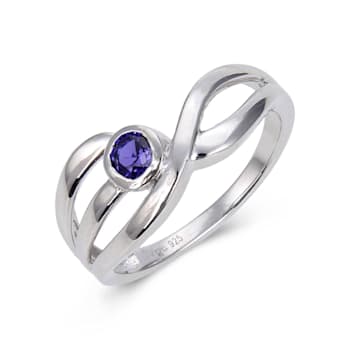 Lab Created Purple Sapphire Sterling Silver Open Design Solitaire Ring, 0.35ct