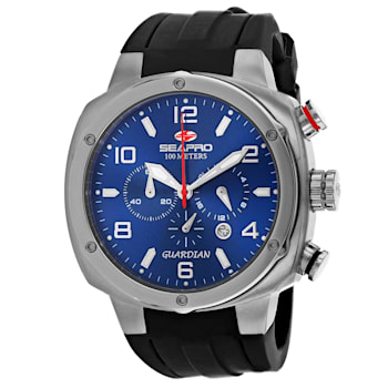 Seapro Men's Guardian Blue Dial, Black Silicone Watch